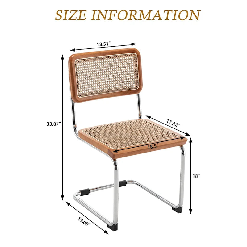 Chaises de salle à manger, chaises de cuisine en rotin naturel rembourrées, chaises d'appoint sans accoudoirs
