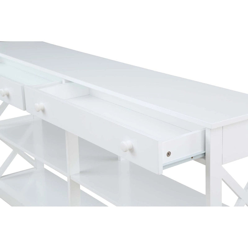 Console 2 tiroirs de 60 pouces avec étagères