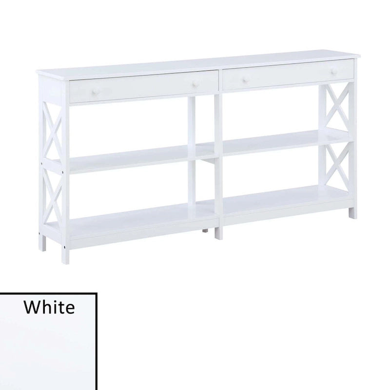Console 2 tiroirs de 60 pouces avec étagères