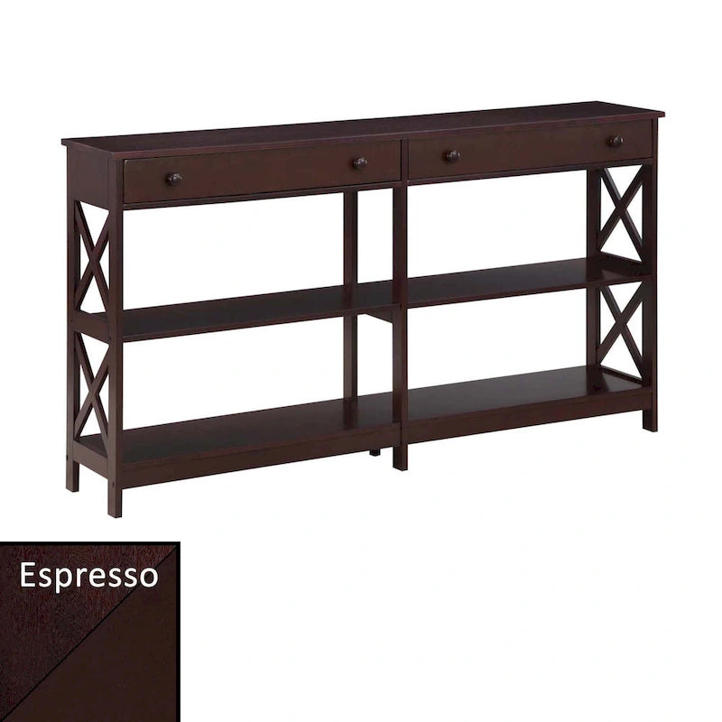 Console 2 tiroirs de 60 pouces avec étagères