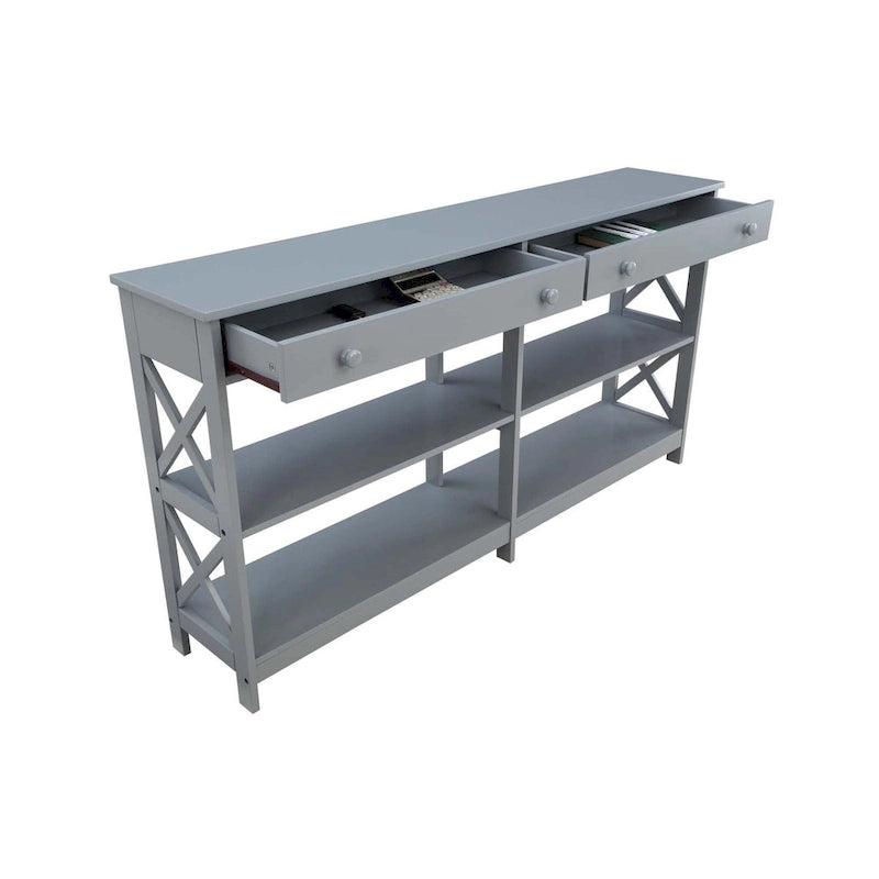 Console 2 tiroirs de 60 pouces avec étagères
