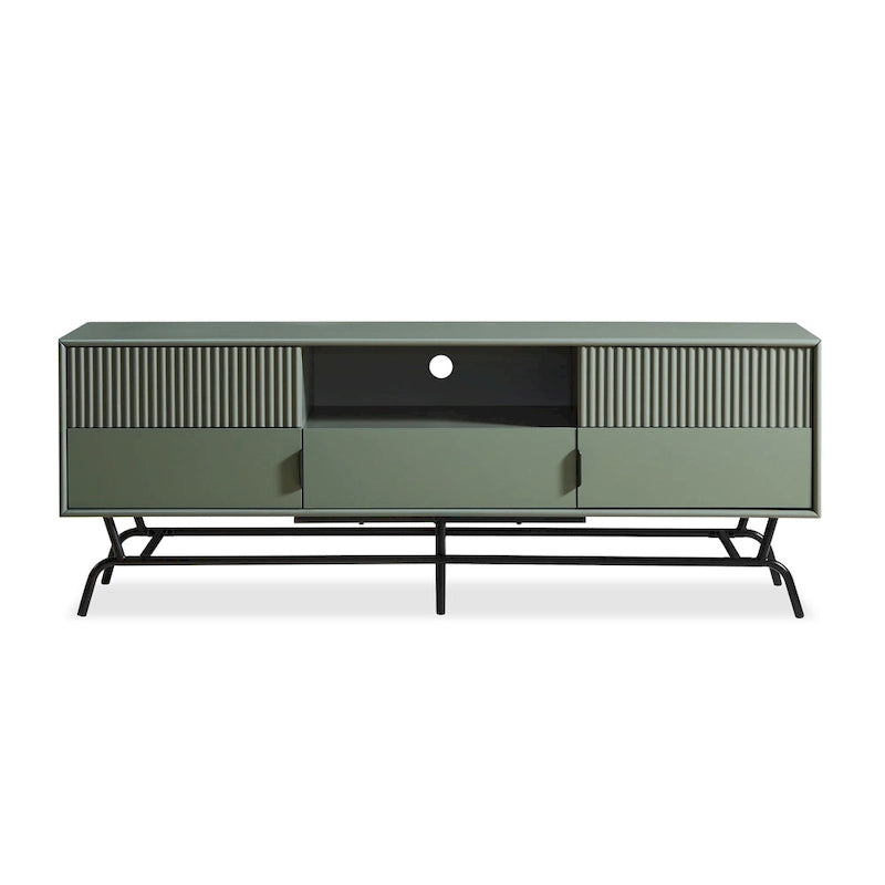 Meuble TV moderne de 60 pouces avec 3 tiroirs et trou pour câbles