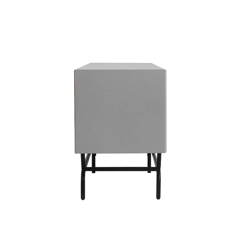 Meuble TV moderne de 60 pouces avec 3 tiroirs et trou pour câbles