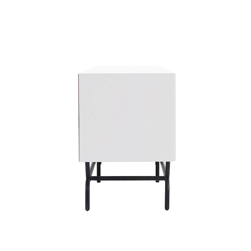 Meuble TV moderne de 60 pouces avec 3 tiroirs et trou pour câbles