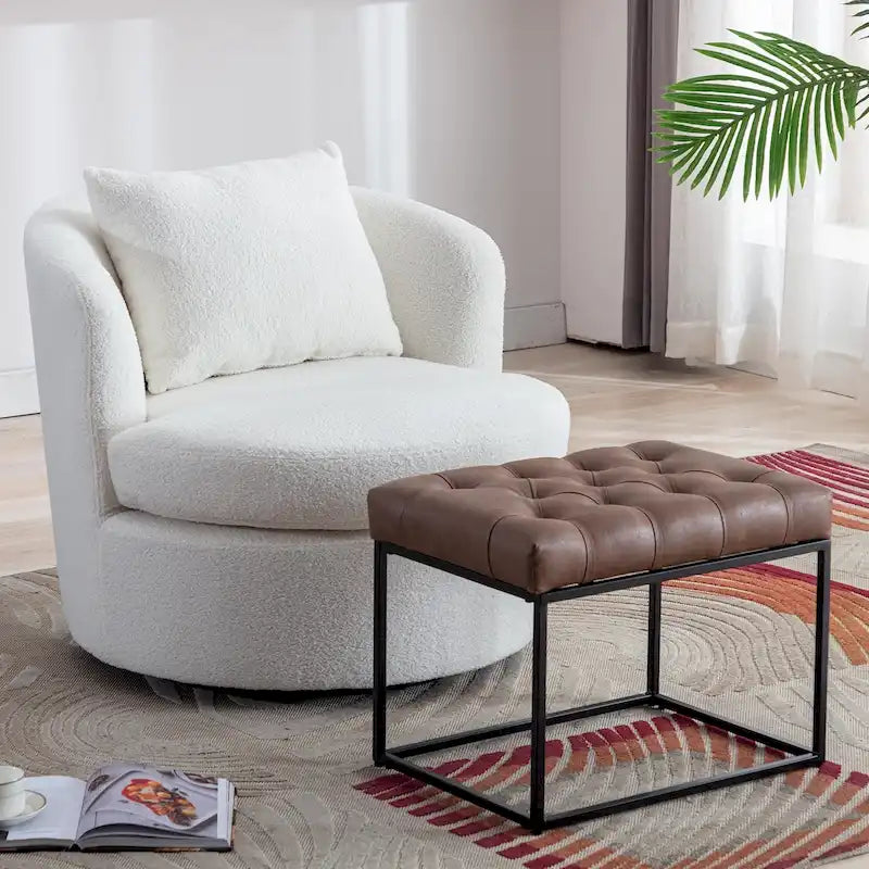 Fauteuil pivotant en tissu de laine d'agneau