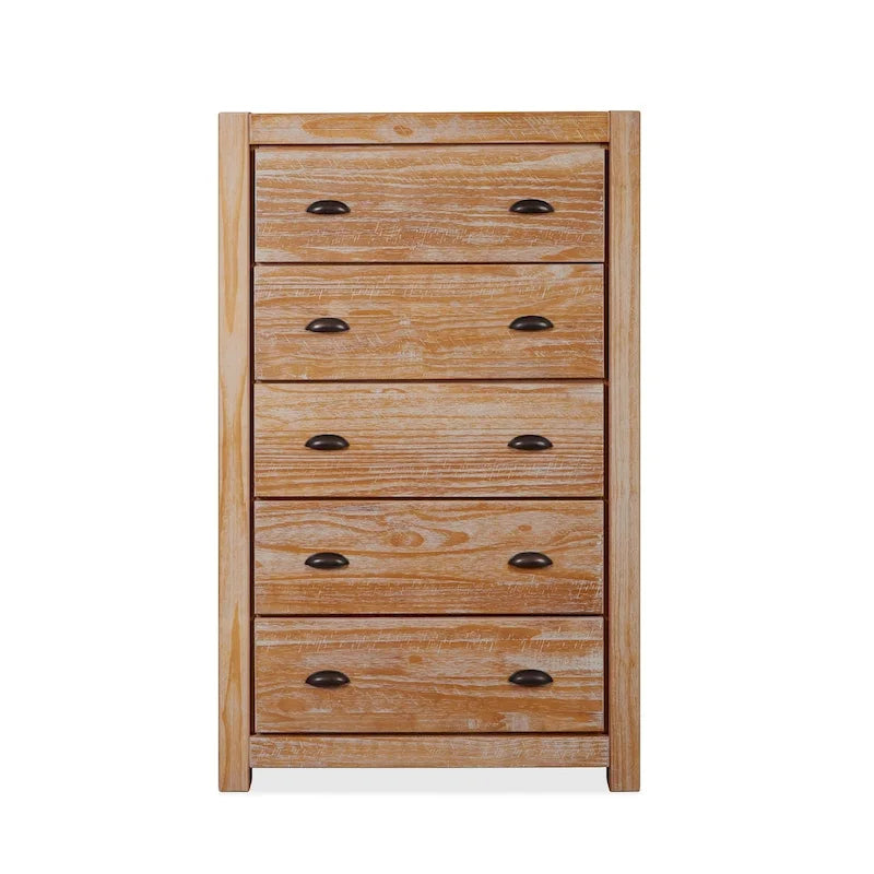 Commode à 5 tiroirs en bois massif Montauk