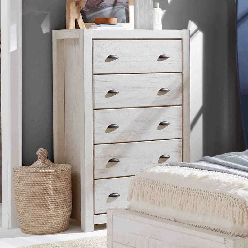 Commode à 5 tiroirs en bois massif Montauk