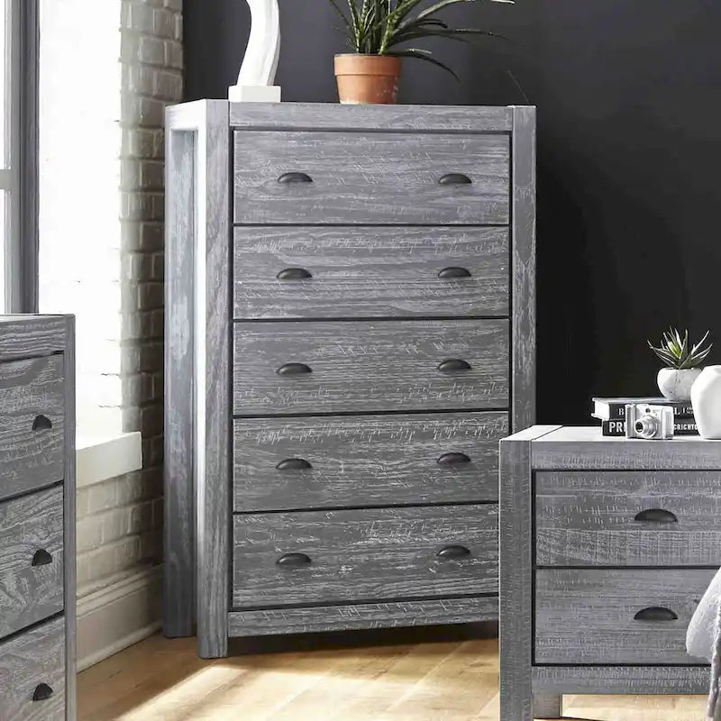 Commode à 5 tiroirs en bois massif Montauk