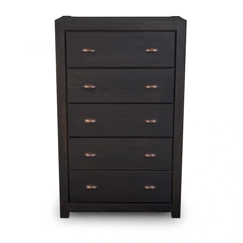 Commode à 5 tiroirs en bois massif Montauk