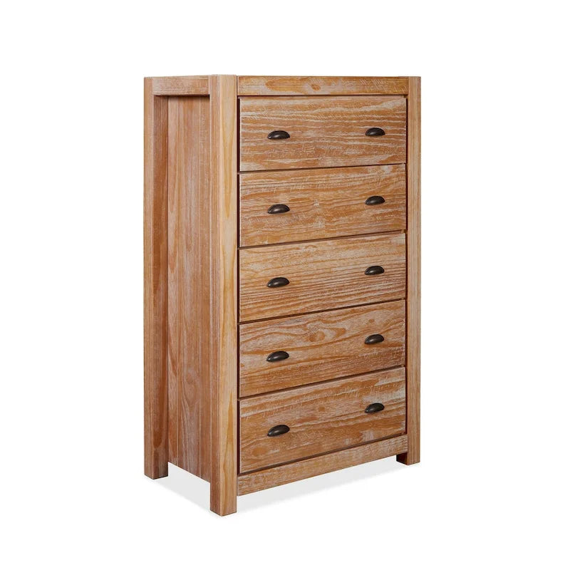 Commode à 5 tiroirs en bois massif Montauk