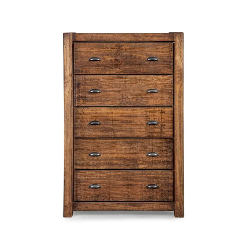 Commode à 5 tiroirs en bois massif Montauk