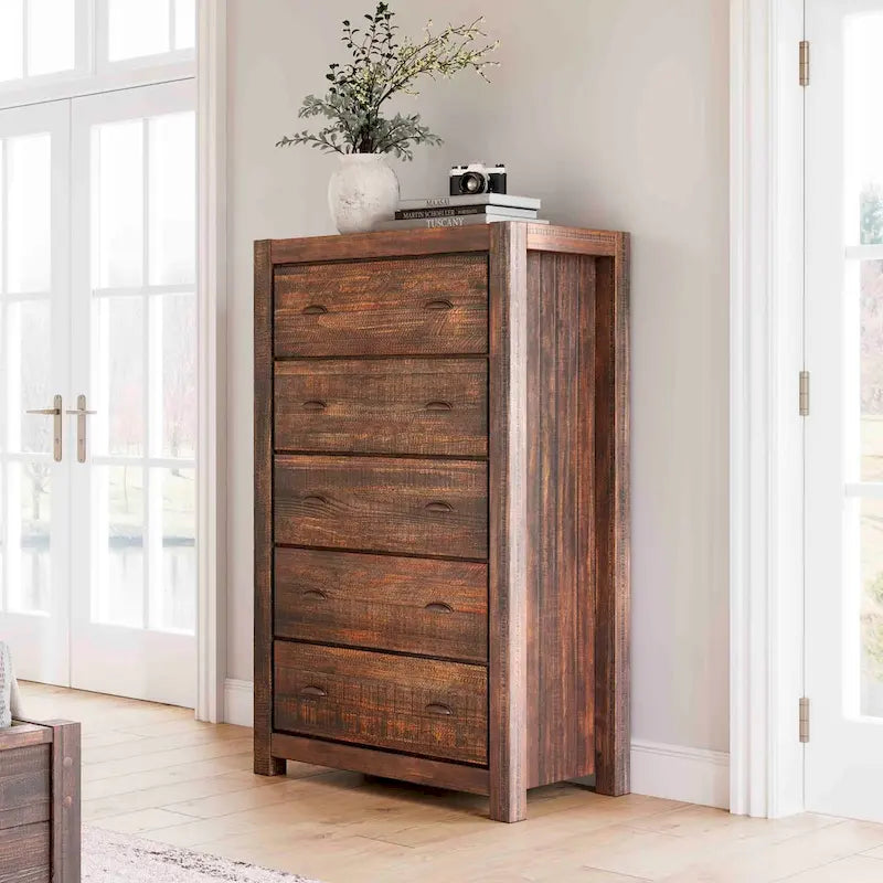 Commode à 5 tiroirs en bois massif Montauk