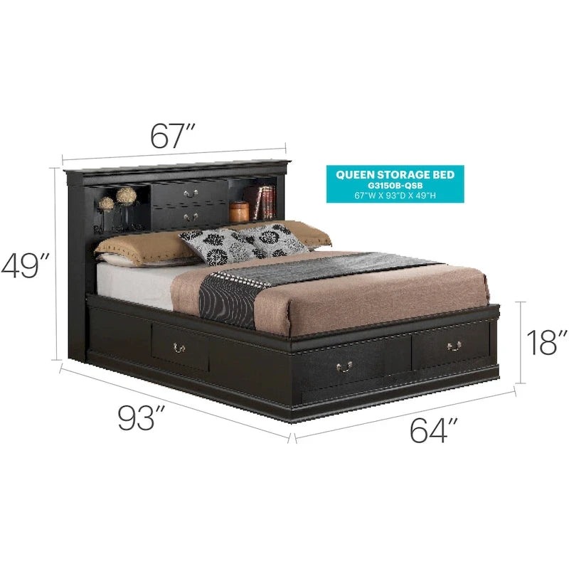 Lit plate-forme grand lit avec rangement