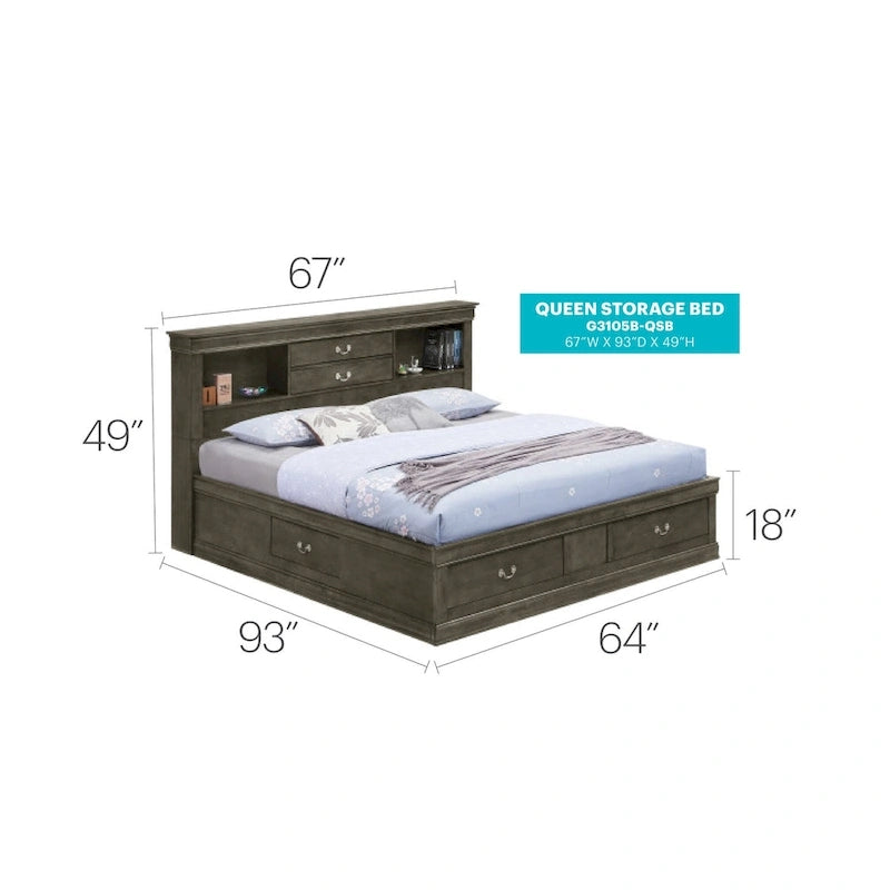 Lit plate-forme grand lit avec rangement