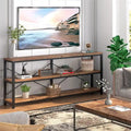 Console extra longue avec cadre métallique pour entrée, meuble TV à 3 niveaux