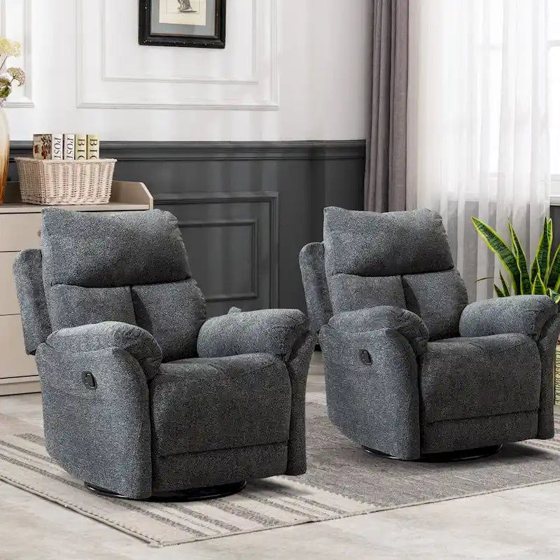 Fauteuil inclinable pivotant en tissu avec fonction d'inclinaison manuelle