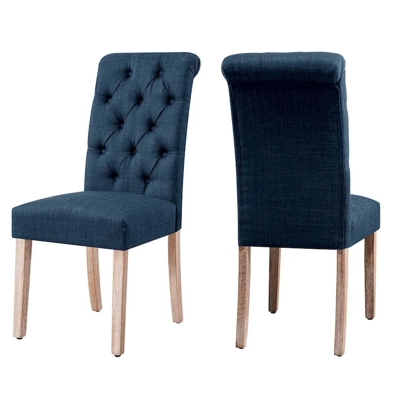 Chaise de salle à manger Parsons moderne boutonnée en lin