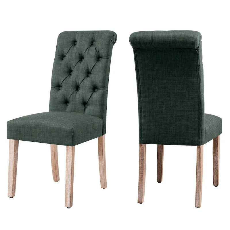 Chaise de salle à manger Parsons moderne boutonnée en lin