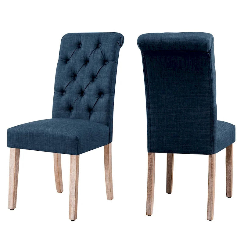 Chaise de salle à manger Parsons moderne boutonnée en lin