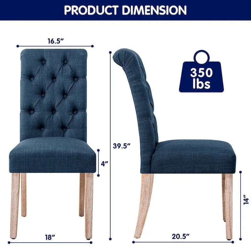 Chaise de salle à manger Parsons moderne boutonnée en lin