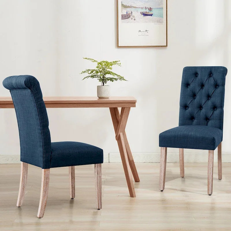 Chaise de salle à manger Parsons moderne boutonnée en lin