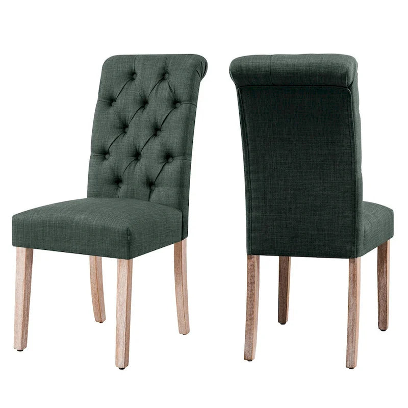 Chaise de salle à manger Parsons moderne boutonnée en lin