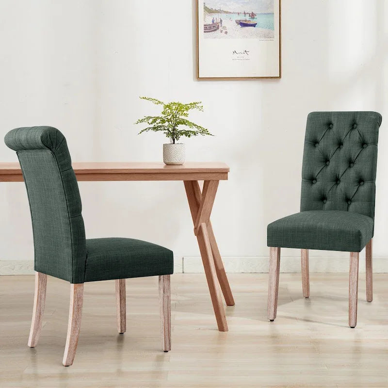 Chaise de salle à manger Parsons moderne boutonnée en lin