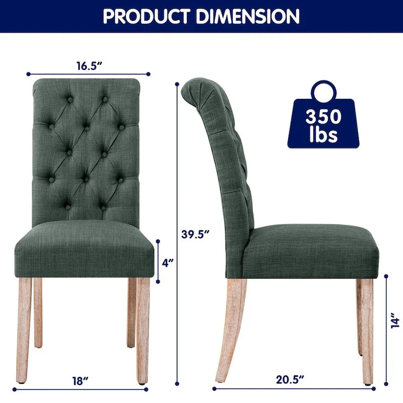 Chaise de salle à manger Parsons moderne boutonnée en lin
