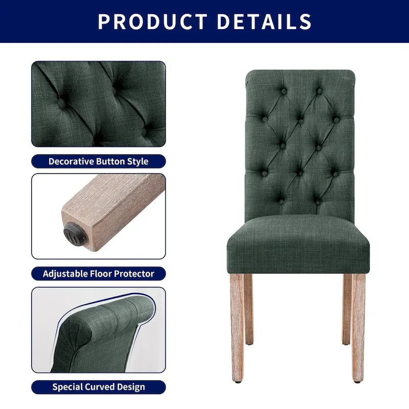 Chaise de salle à manger Parsons moderne boutonnée en lin