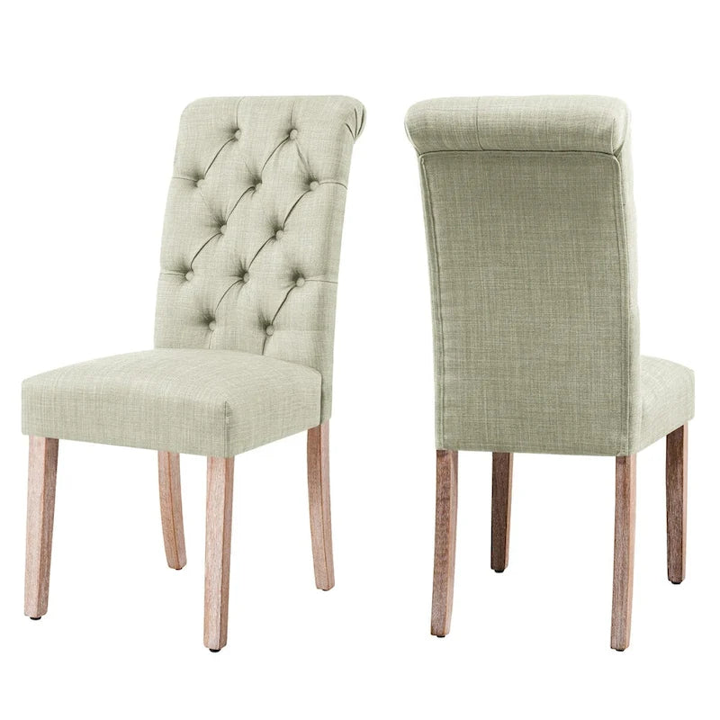 Chaise de salle à manger Parsons moderne boutonnée en lin