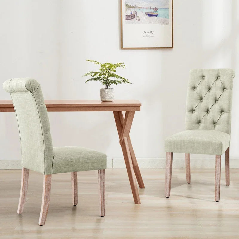 Chaise de salle à manger Parsons moderne boutonnée en lin
