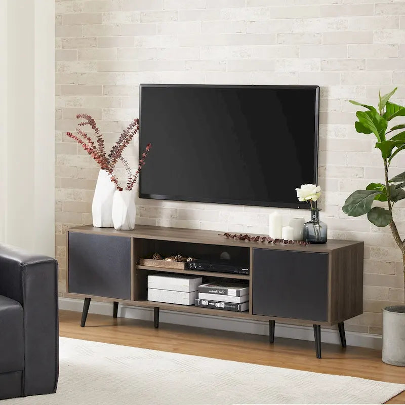 Meuble TV scandinave 156 cm Noir et Gris