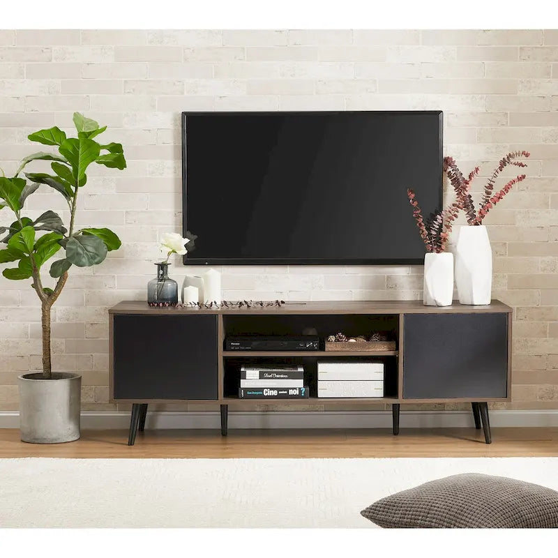 Meuble TV scandinave 156 cm Noir et Gris