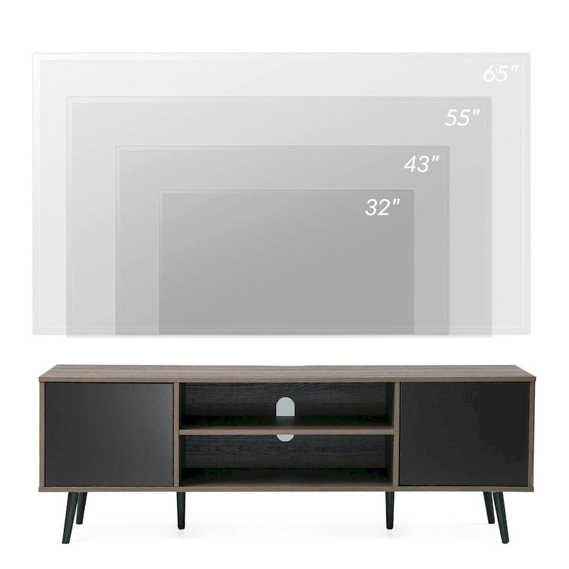 Meuble TV scandinave 156 cm Noir et Gris