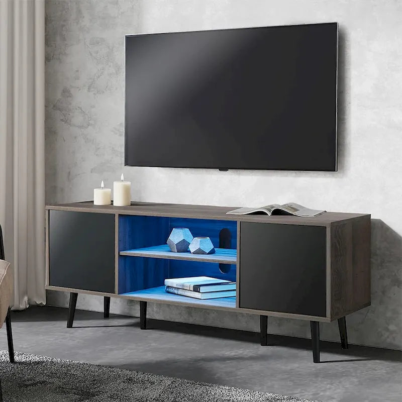Meuble TV scandinave 156 cm Noir et Gris