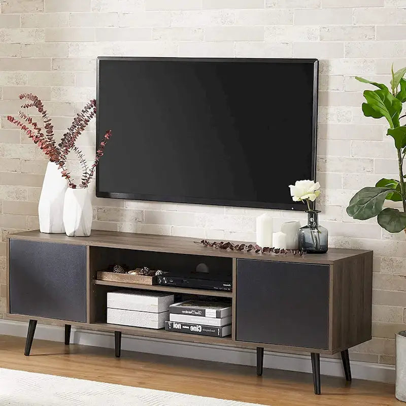 Meuble TV scandinave 156 cm Noir et Gris