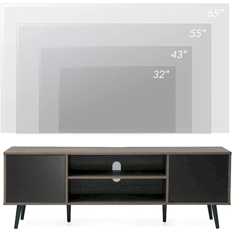 Meuble TV scandinave 156 cm Noir et Gris
