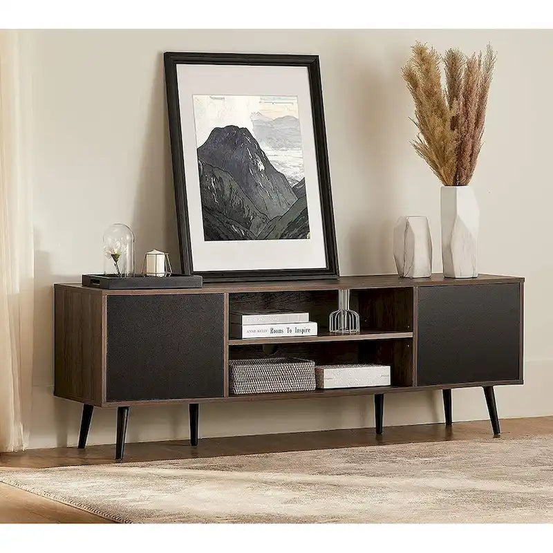 Meuble TV scandinave 156 cm Noir et Gris