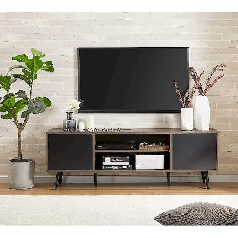 Meuble TV scandinave 156 cm Noir et Gris