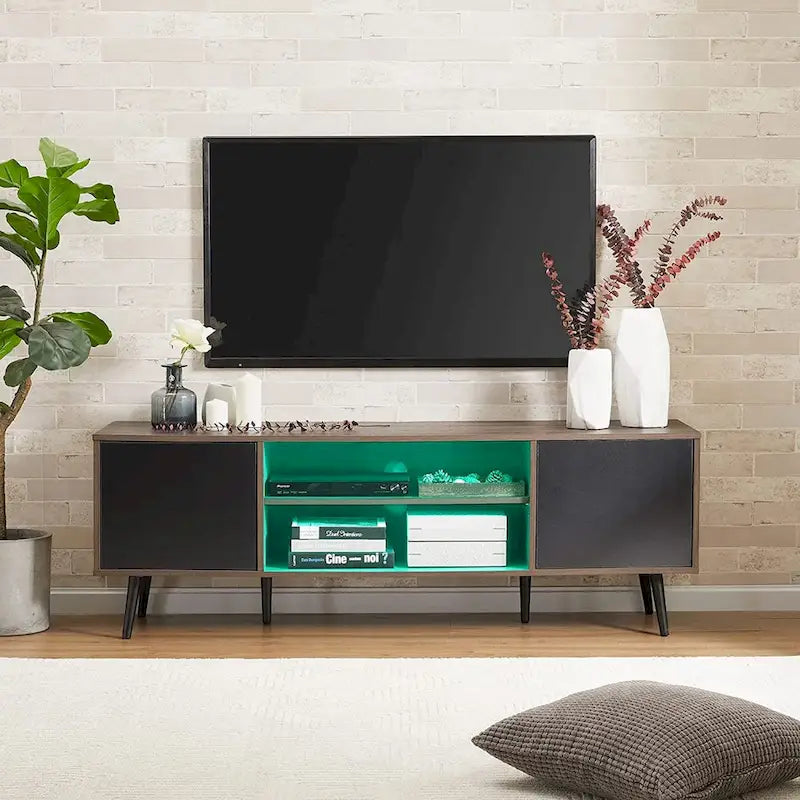 Meuble TV scandinave 156 cm Noir et Gris