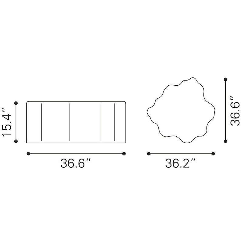 Table basse - 36,6 L x 36,2 P x 15,4 H