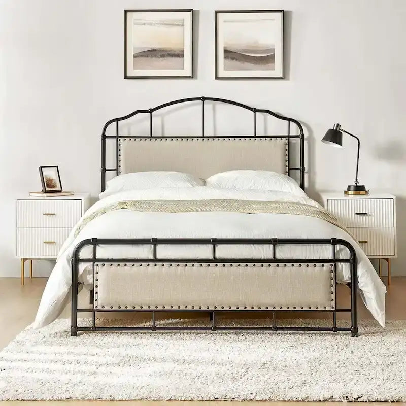 Eufemia Industrial 62 High Headboard Platform Metal Bed Frame by 