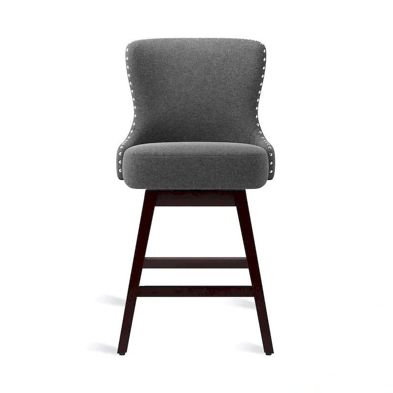 Tabourets de comptoir pivotants de 66 cm de style moderne du milieu du siècle en similicuir/tissu, pour îlot