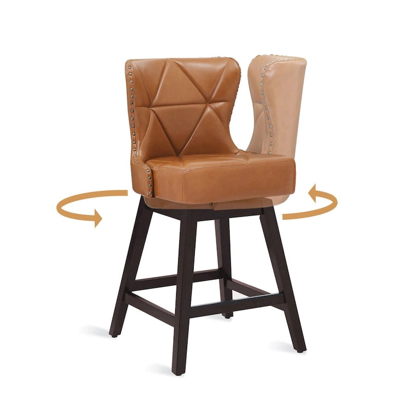 Tabourets de comptoir pivotants de 66 cm de style moderne du milieu du siècle en similicuir/tissu, pour îlot