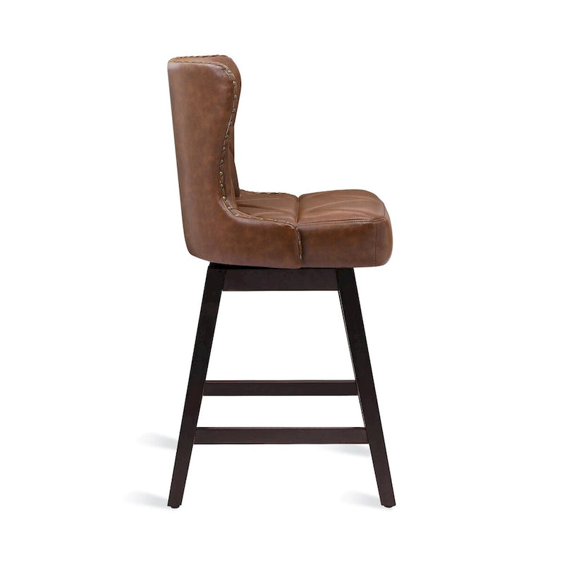 Tabourets de comptoir pivotants de 66 cm de style moderne du milieu du siècle en similicuir/tissu, pour îlot