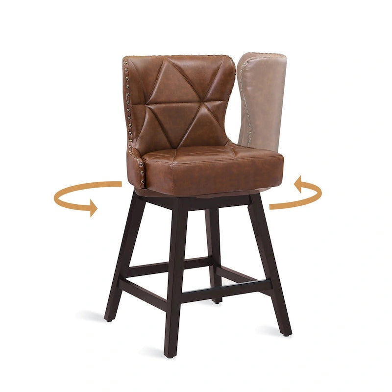 Tabourets de comptoir pivotants de 66 cm de style moderne du milieu du siècle en similicuir/tissu, pour îlot