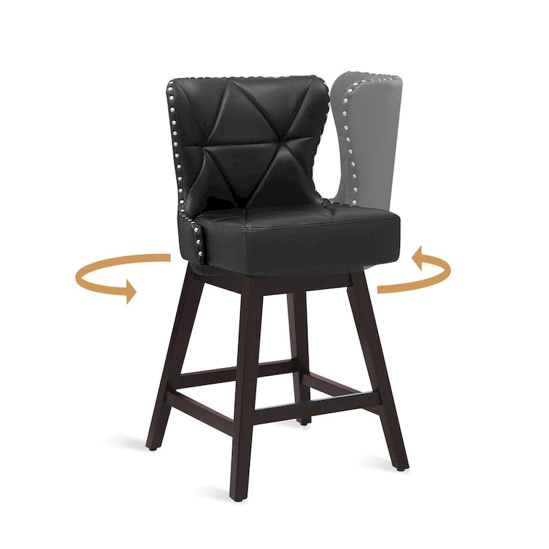 Tabourets de comptoir pivotants de 66 cm de style moderne du milieu du siècle en similicuir/tissu, pour îlot