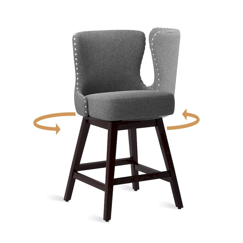 Tabourets de comptoir pivotants de 66 cm de style moderne du milieu du siècle en similicuir/tissu, pour îlot