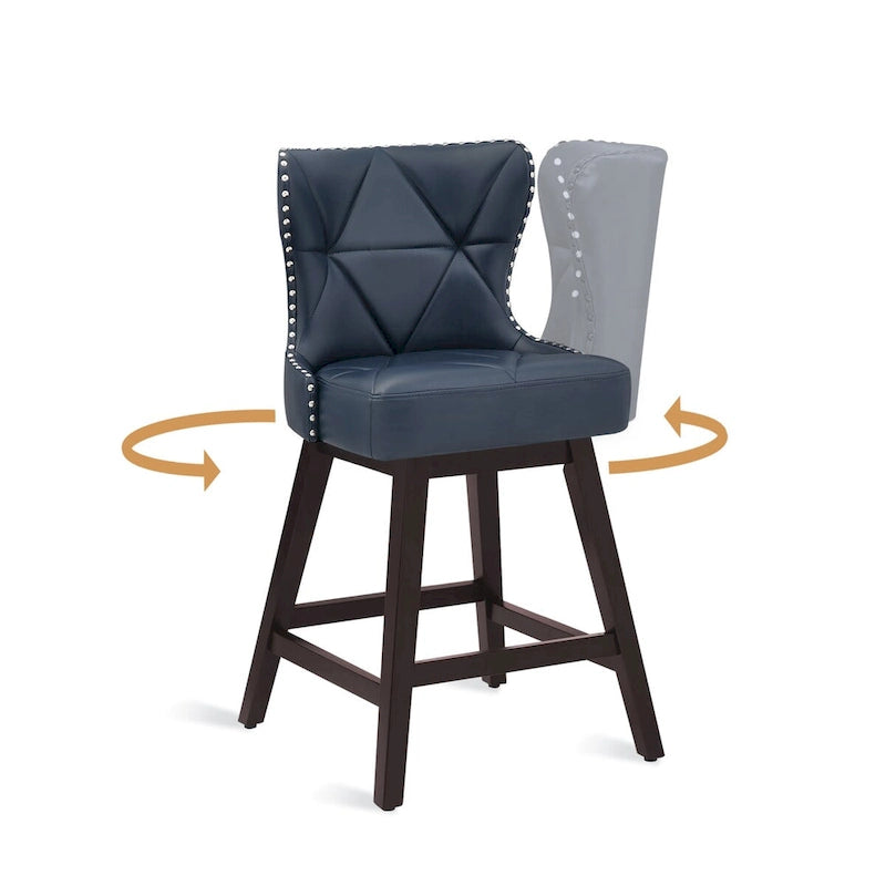 Tabourets de comptoir pivotants de 66 cm de style moderne du milieu du siècle en similicuir/tissu, pour îlot