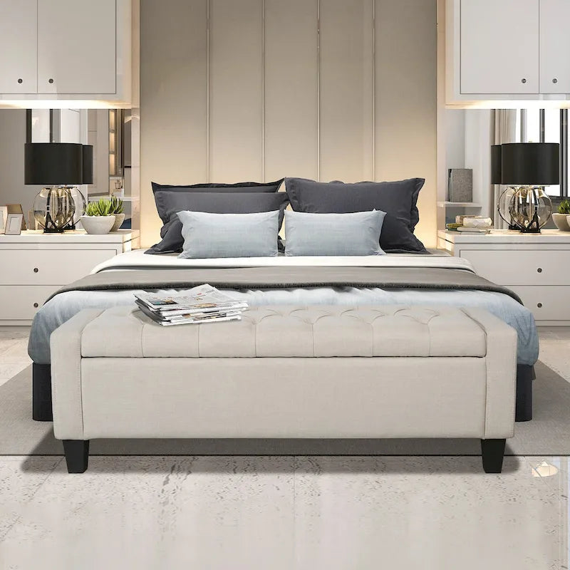  Wren Fabric Button Tufted Storage Bench